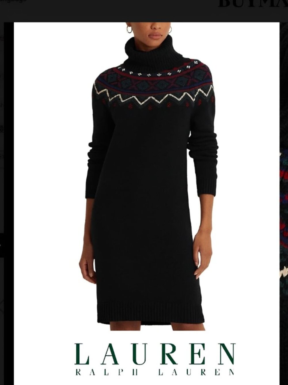 LAUREN RALPH LAUREN Fair Isle Turtleneck Sweater Dress NWT🆕🆕🆕